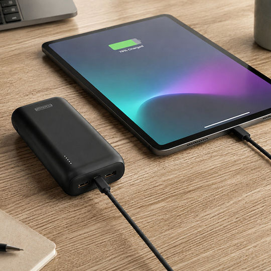 123accu Power Bank 20000mAh 20W με Θύρα USB-A και Θύρα USB-C Power Delivery Μαύρο