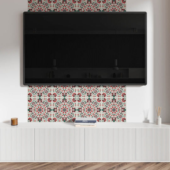 Set Wandsticker Kacheln Vinyl Blumenmuster Symmetrie 6x60x30 cm