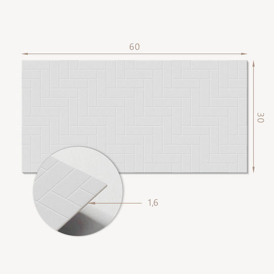 Decorative Tile Stickers Dining Room PVC Brick Herringbone Design 6x60x30 cm