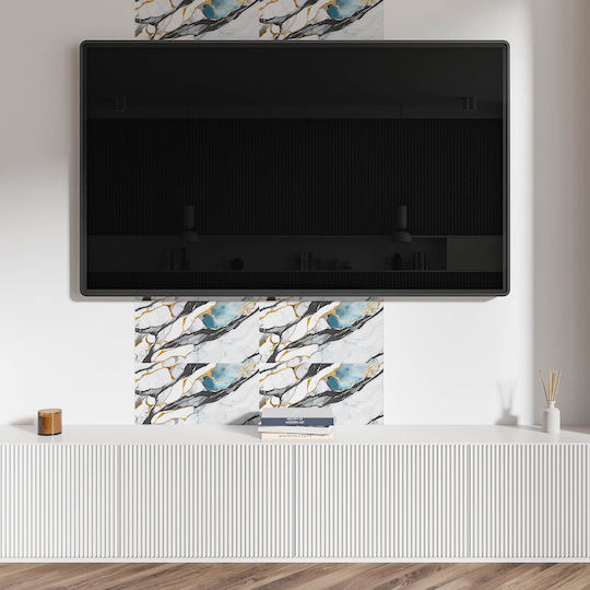 Vinyl Tile Set Kitchen Living Room Marble Vein Pattern 10x40x20 cm