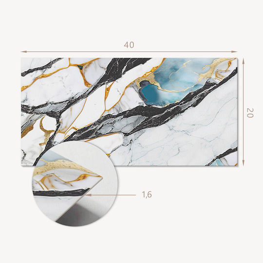 Vinyl Tile Set Kitchen Living Room Marble Vein Pattern 10x40x20 cm