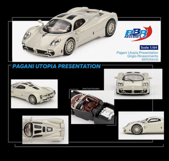 Mașină Pagani Utopia Prezentare Gri Rinascimento 2023 Scara 1:64 Bbr Bbrdie6430