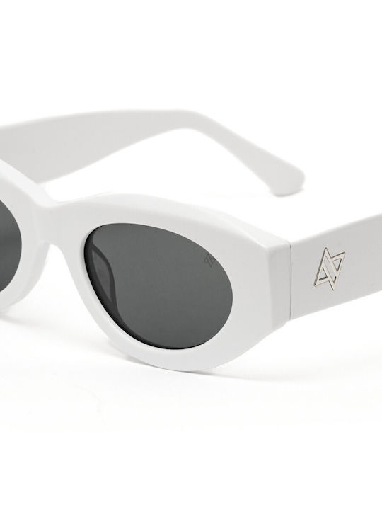 AV Sunglasses Lulu Unisex Ochelari De Soare Cu Ramă Din Plastic Albă Și Lentile Bej
