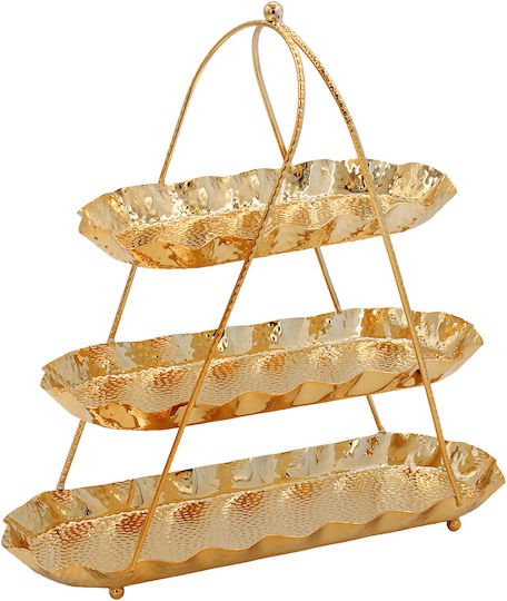 Keskor Metallische Dessert Turm Ständer & Tabletts Gold Ø35cm P12xM35cm