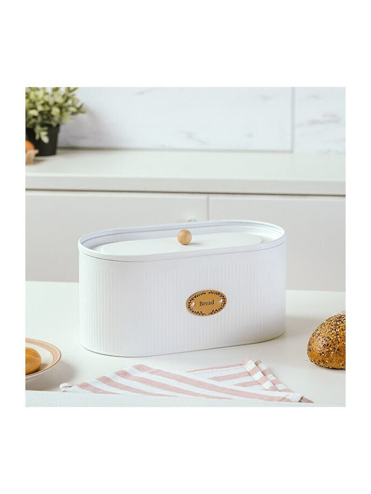 Nava Bread Box with Lid Metallic White