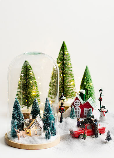 Christmas Decorative Glass Tree Adorned Green 3 Pieces
