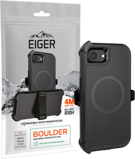 Eiger Handyhülle Magsafe iPhone 16 Gürtelclip Verstärkte Ecken Schwarz