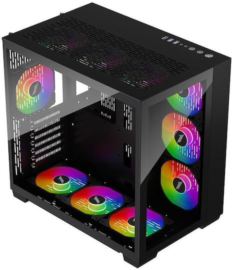 1STPLAYER MV8 Gaming Midi Tower Computer Case with Side Window Black