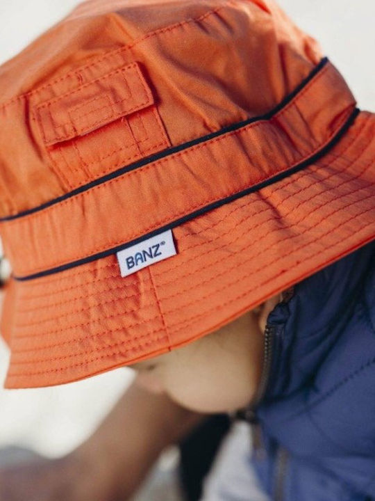 Banz Palarie Copii Bucket Tesatura Cu Protectie Solara Portocalie Banz Palarie Copii Bucket Tesatura Cu Protectie Solara Portocalie