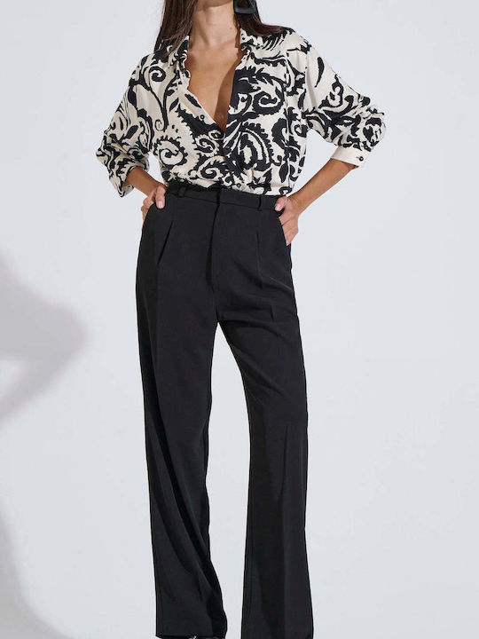 Bill Cost Women's High Waist Fabric Pants Black