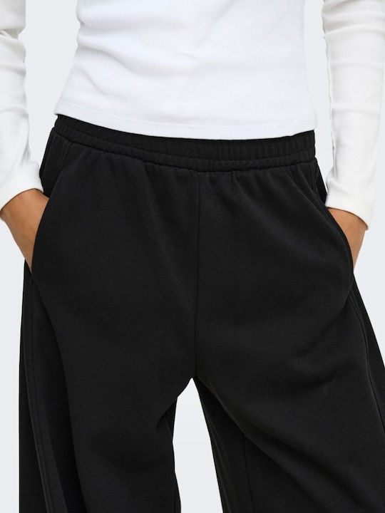 Damen Stoffhose mit Gummiband in Loose Passform Schwarz