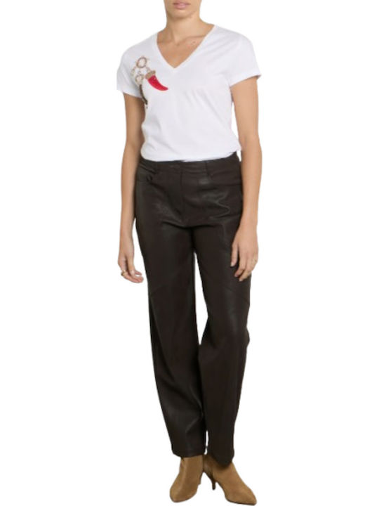 Langes Damen Stoffhose in Baggy Bein Stil Schwarz