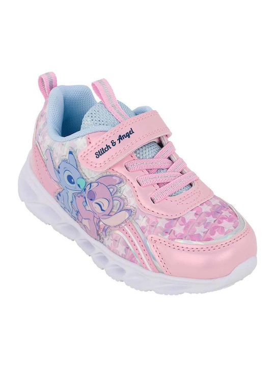 Kids Sneakers with Hook & Loop Closure & Lights Pink