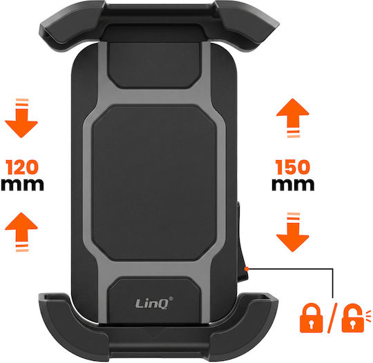 Linq Fahrradkoffer & -halter Handy-Halterung MTB Lenkerhalterung 4 Stoßdämpfer Automatisches Verriegeln Schwarz