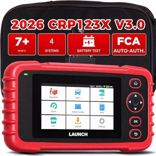 Launch Crp123x Elite V3.0 Tester de diagnostic auto profesional Scanner OBD2 Android 8.1 Ecran tactil de 5 inci 4 sisteme ECU Diagnostic 7 funcții de resetare service Epb Dpf Bms Sas Oil Citire Vin WiFi