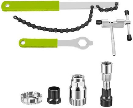 Set De Reparare Bicicletă 7 Piese Extractor Zola Cheie Roată 10-15 Cheie Suport Pedalier Pinioane Lanț Din Oțel Carbon