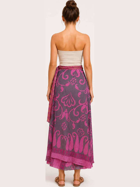 Fustă Maxi Floral Roz