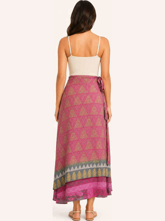 Fustă Maxi Floral Roz