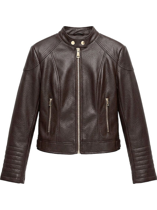 Marlene Damen Biker Jacke Braun