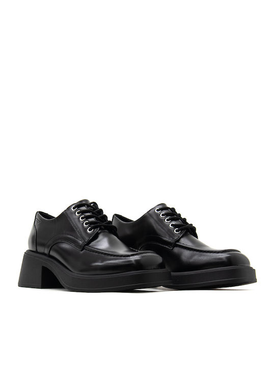 Dorah Leather Heels with High Heel Black