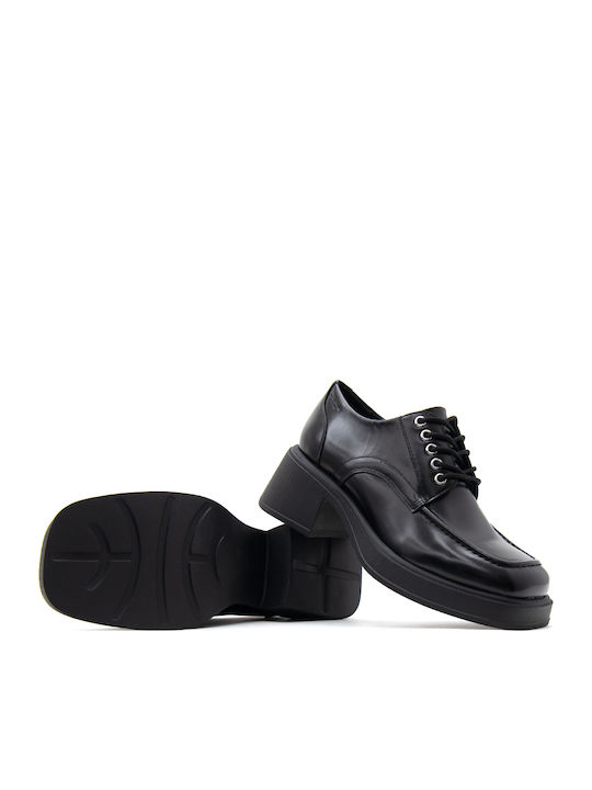 Dorah Leather Heels with High Heel Black