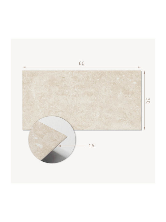 PVC Tile Set Kitchen Or Bathroom Decoration Light Natural Stone 6x60x30 Cm