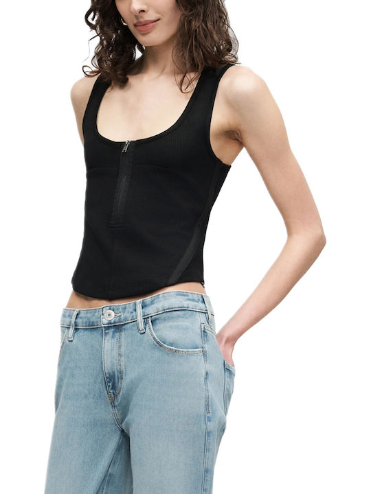 Damen Bluse Ärmellos Schwarze