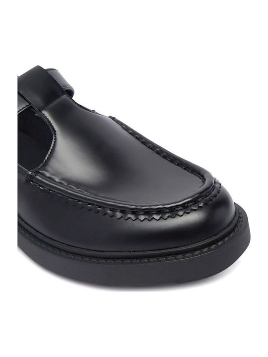 Leather Women's Moccasins In Black Color