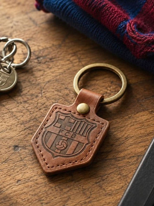 Fc Barcelona Schlüsselanhänger Original Lizenzierter Leder Anhänger Bll7061