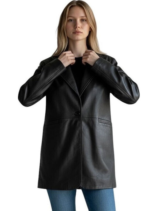 MARKOS LEATHER Sacou Dama Din Piele Negru