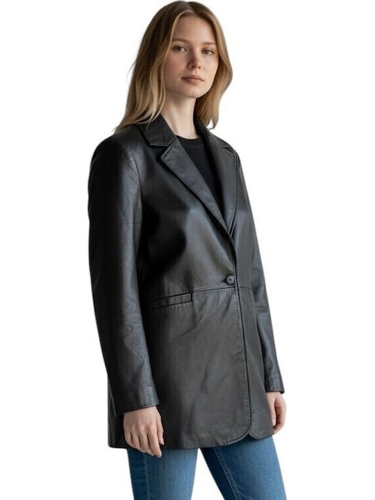 MARKOS LEATHER Sacou Dama Din Piele Negru