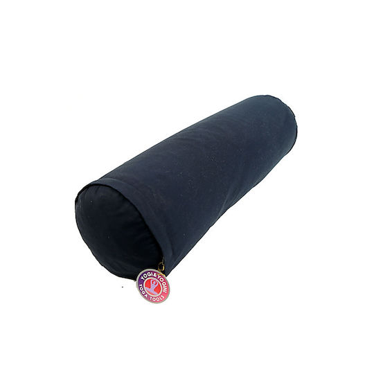 Mini Yoga Bolster Round Pillow Kids Yoga Blue Organic Cotton 40x12cm