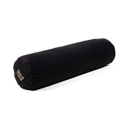 Mini Yoga Bolster Round Pillow Kids Yoga Black Organic Cotton 40x12cm