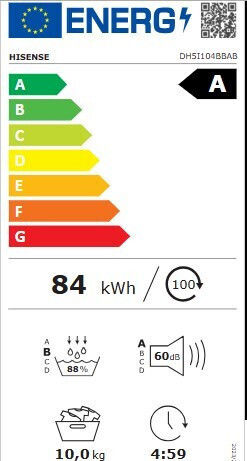 Hisense DH5I104BBAB Στεγνωτήριο 10kg με Αντλία Θερμότητας