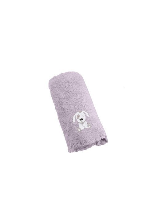 Guy Laroche Blanket Cot Puppy Fleece Purple 100x140cm
