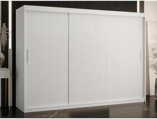 Hartford Τρίφυλλη Ντουλάπα Συρόμενη 250x62x124cm Άσπρο Hartford Τρίφυλλη Ντουλάπα Συρόμενη 250x62x124cm Άσπρο