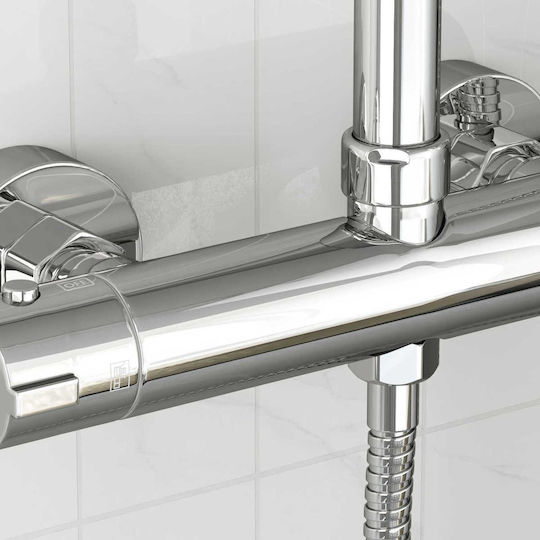 vidaXL Mixer & Shower Head Built-in Set for Shower Silver
