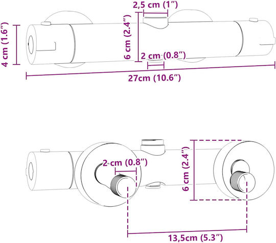 vidaXL Mixer & Shower Head Built-in Set for Shower Silver