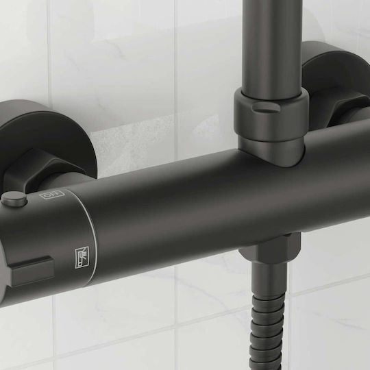 vidaXL Eingebaute Wasserhähne Mischbatterie & Brausegarnitur für Dusche Schwarz