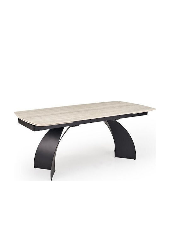 Houston 2177 Esszimmer- und Küchentisch Ausziehbar mit Steinoberflächen Schwarz 180x90x76cm