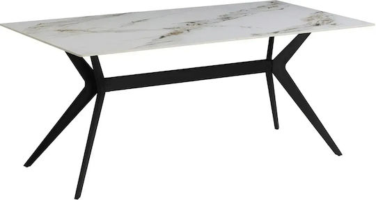 Powell Kitchen Table with Stone Surface White 80x80x75cm