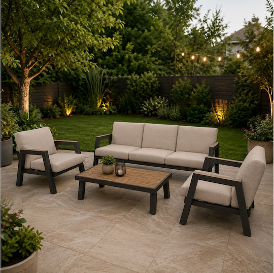 Outdoor Living Room Set 4 Pieces Anthracite with Pillows