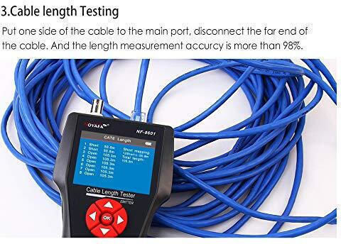 Tester de cabluri Noyafa Multifuncțional Poe Ping Suportă Rj45 Rj11 Cat5 Cat6 Nf-8601w
