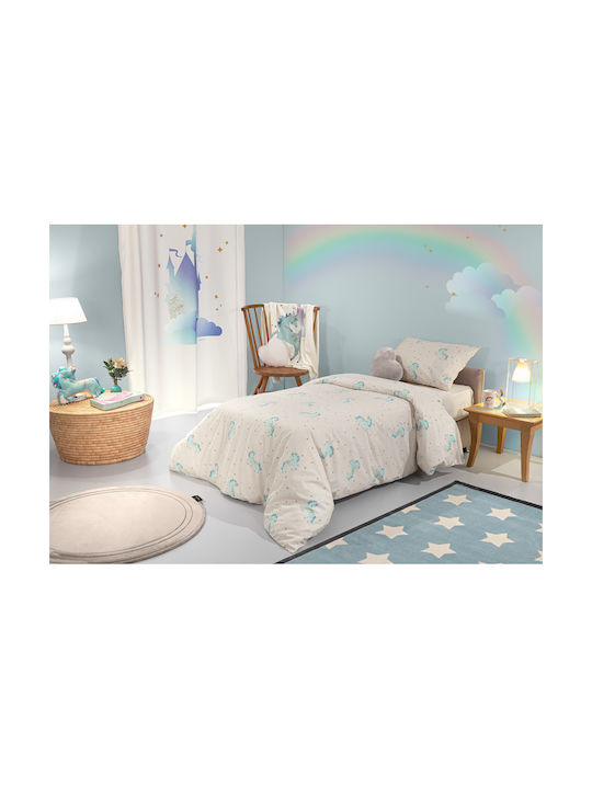 Saint Clair Sheet Set Single Cotton Pinto Aqua 115x170cm 3pcs