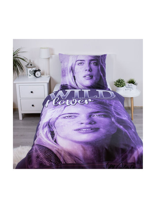 Billie Eilish Set Kinderbettbezug Einzel mit Kissenbezug Baumwolle Wild Flower 140x200cm