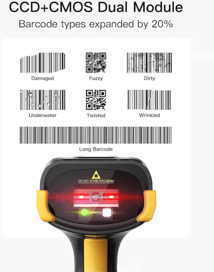 Inateck Handheld-Scanner Drahtlos mit 2D- und QR-Barcode-Lesefunktion
