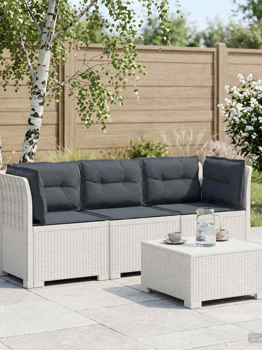 Three-Seater Outdoor Rattan Sofa with Cushions