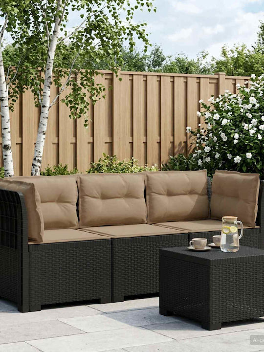 Three-Seater Outdoor Rattan Sofa with Cushions
