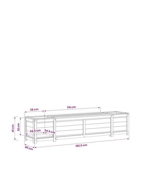 Outdoor Wooden Bench With Chest And Cushions 193.5x40x41cm