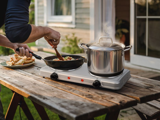 Eldom Countertop Burner Enamel Double Inox